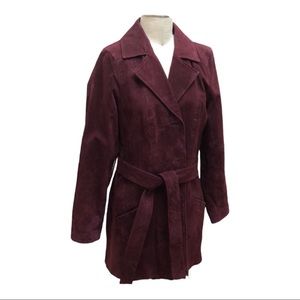 Dennis Basso Suede Leather Trench coat
